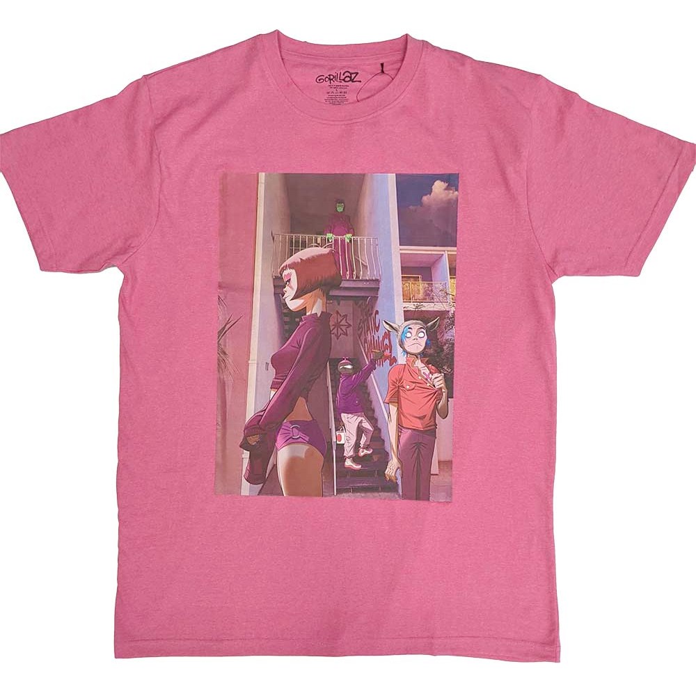 Gorillaz - The Static Channel Heren Tshirt - Roze